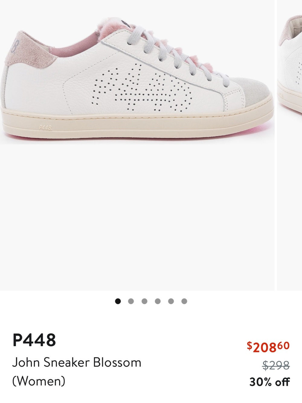 NWT P448 John Sneaker Blossom in White & Pink